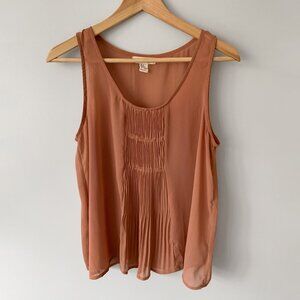 🔴 2+/$15 sale | Women's Nude Tan Flowy Sheer Sleeveless Tank Top